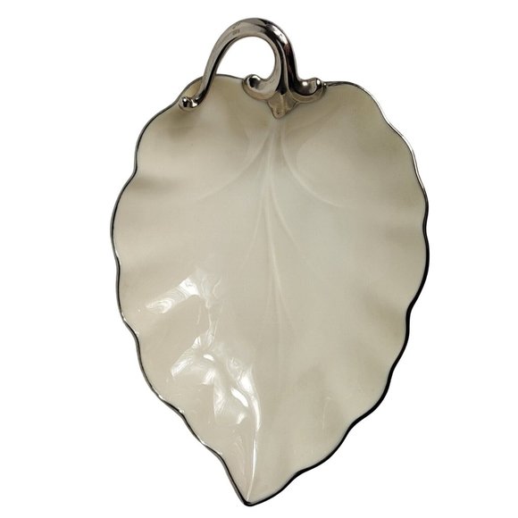Lenox Other - Lenox Candy Trinket Jewelry Dish Leaf With Silver Trim Vintage USA Home Decor